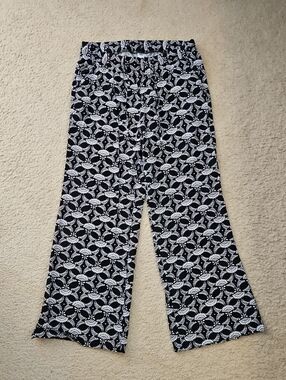 Old Navy Black & White Printed Wide-Leg Pants